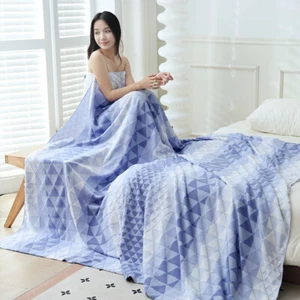 100 Cotton Towel Quilt Dyed Jacquard Air Conditioning Quilt Gradient Towel Quilt - Picture 1 of 43