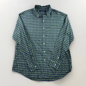 Ralph Lauren Classic Fit Plaid Green/Blue Long Sleeve Button Up Shirt Men's XL - Picture 1 of 9