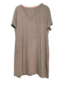 Nautica Nightgown Sleep Shirt Gown Sz 3X Cotton Rayon Gray Stripe Short Sleeve - Picture 1 of 3