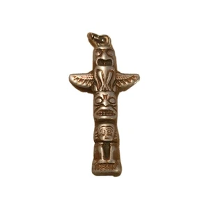Vintage Silver Tone Totem Pole Pendant Indigenous Charm 2 1/2" - Picture 1 of 4
