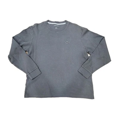 Lacoste Sleepwear Shirt Men L Grey Mess Long John Cotton Crocodile Preppy - Image 1 of 4