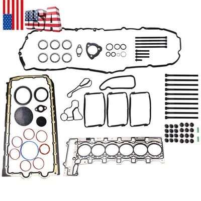 N55 3.0L Engine Rebuild Gasket Seals Kit w/ Head Bolts For BMW 335i X3 X5 X6 E90 - Image 1 of 4