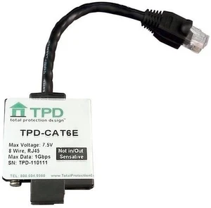 TPD TPD-CAT6 Surge suppressor - 4 pair (8 wire) RJ45 IN/Out standard CAT5e, 1000 - Afbeelding 1 van 1