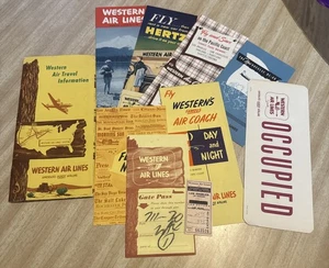 VINTAGE 1953 Western Air Lines Ticket / LAS VEGAS / Travel Prospekt Lot - Bild 1 von 4