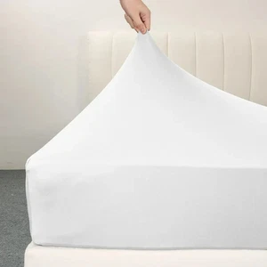 Textil Topia-Twin weiß Strick Spannbetttuch Jersey - weich, robust & eng anliegend  - Bild 1 von 3