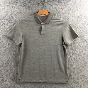 Untuckit Polo Shirt Mens Medium Solid Gray 1/4 Button Collared Short Sleeves - Picture 1 of 16