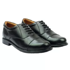 Mens Formal Leather Shoes Oxford Capped Classic Smart Dress Office Work Lace Up - Picture 1 of 3