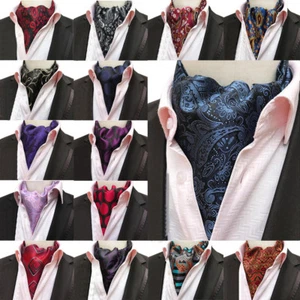 Mens Floral Polka Dots Paisley Tie Scarves Cravat Ascot Wedding Party Neckties - Picture 1 of 14