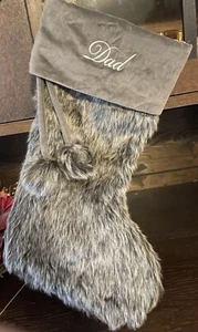 Grauer Fell/Samt Weihnachtsstrumpf "Papa" bestickt 17" Landhaus Kern Hütte - Bild 1 von 4