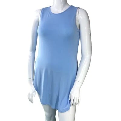 Joan Vass New York Womens Size M Tank Top Rounded Split Hem Sleeveless Blue Foto 1 de 4
