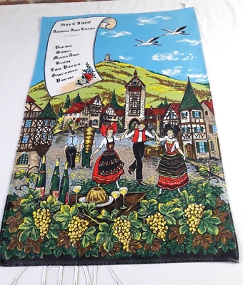 N20 TORCHON COTON  IMPRIME "Vins d'Alsace" 44,5x68cm VINTAGE 70 Tea towel - Photo 1/4