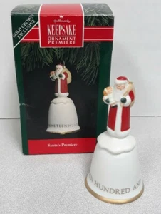 Santa's Premiere`1991`Hand Painted-Fine Porcelain`Gold Crown`Hallmark Ornament - Picture 1 of 3