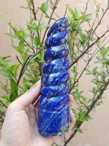 690g Rare Natural Lapis Lazuli Unicorn Horn Polished Mineral Specimen Crystal - Picture 1 of 23