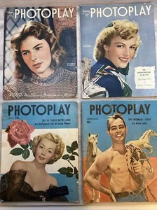 Lot Of 4 PHOTOPLAY Magazines 1948 Ingrid Bergman Lana Turner Alan Ladd June H. - Foto 1 di 22
