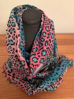 Nueva bufanda cuadrada 38"x38" azul leopardo/púrpura/rosa/chal/hiyab  Foto 1 de 3