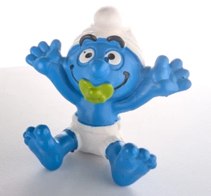 Rare Smurfs 20750 Baby Smurf Green Pacifier PVC Figure PreOwned Collectible 2012 - Picture 1 of 7