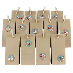 Adviento Set Lebkuchenhäuser Redondo Con Bolsas de Papel Y Pinza de Madera Y067 - Imagen 1 de 7