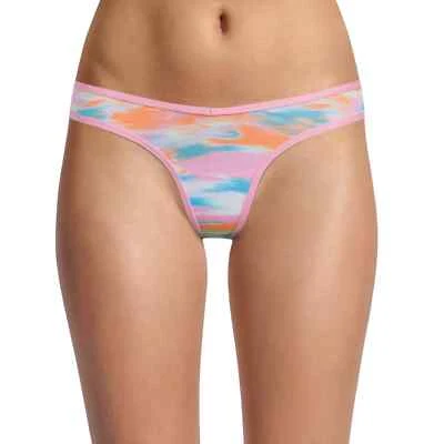 No Boundaries Women's Cotton Thong Panties Size X-SMALL (1) Pink Tie Dye - Image 1 of 2
