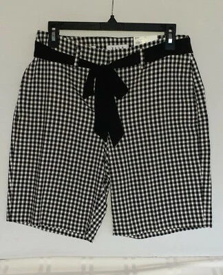 Bermudas Elle para mujer blancas y negras a cuadros talla 6 Foto 1 de 3