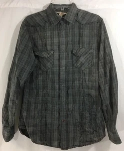 Decree Mens Shirt Size S/CH Plaid Snap Button Western Long Sleeve Gray/Black - Picture 1 of 3