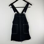 Urban Outfitters Y2K BDG Black Denim Overalls Dress Jumper with Raw Hem XS Grung