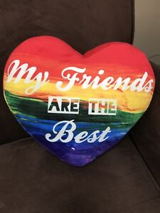 HEART PILLOW “MY FRIENDS ARE THE BEST” RAINBOW CUTE!!