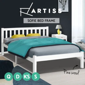 Artiss Bed Frame Wooden Queen Double King Single Full Size Timber Base SOFIE - Picture 1 of 62