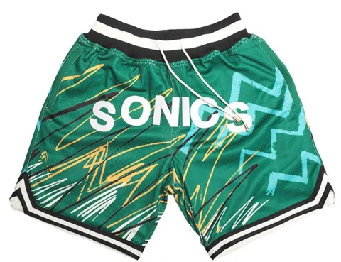 Hot Seattle Supersonics Lightning Edition Green Men Basketball Shorts Cover