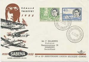BELGISCH-KONGO 1955 Sonderflug der SABENA 20 jahre SABENA LEOPOLDVILLE - HAMBURG