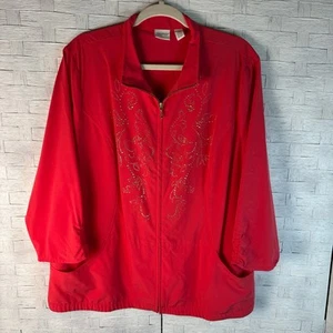 Chico‘s lightweight jacket gold rhinestone dark pink packets coastal grandma - Picture 1 of 11