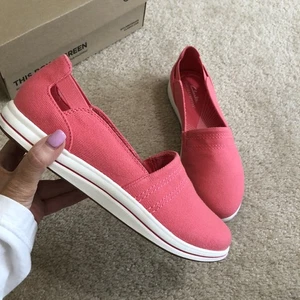 Clarks Cloud Steppers Breeze Step Bright Coral Size 8 Slip On Canvas Comfort - Picture 1 of 6