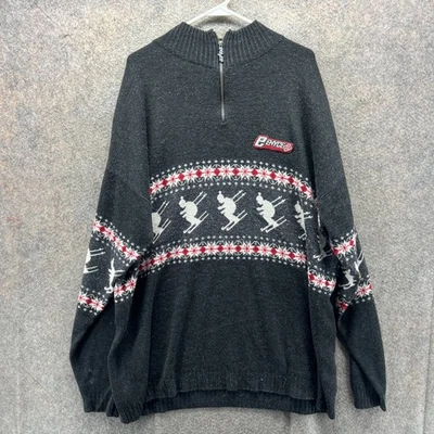 Пуловер мужской Enyce XL серый четверть молнии акриловая шерсть Y2K свитер лыж Fair Isle - Изображение 1 из 4