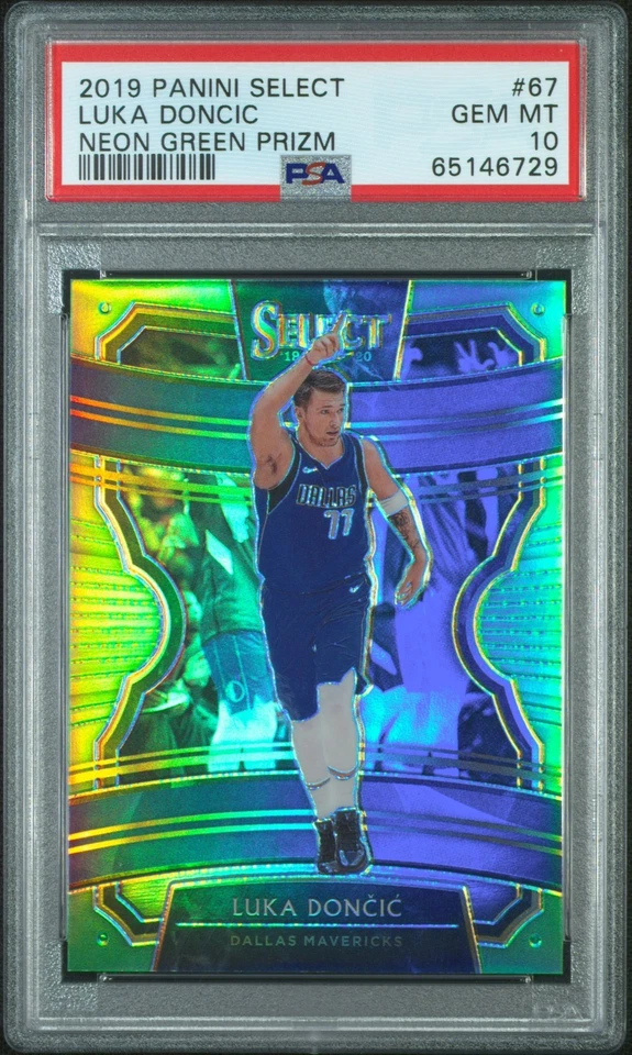 2019 Panini Select LUKA DONCIC #67 Lakers NEON GREEN Prizm /75 PSA 10 - 2ND YEAR - Image 1 of 2