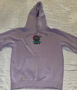 Obey Lavender Pullover Hoodie Sweatshirt Sz S Mushroom Skate Zumiez - Picture 1 of 7