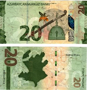 2021 Azerbaijan 20 Manat P41 Banknote UNC - Picture 1 of 1