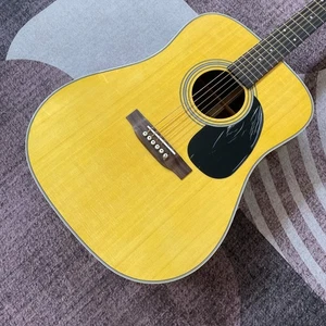 Yellow D28 Acoustic Guitar 6 String Custom Link Ship From China - Picture 1 of 9