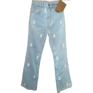 New Authentic BURBERRY London Size 12 Girls Lauryn Embroidered Logo Denim Jeans - Picture 1 of 7