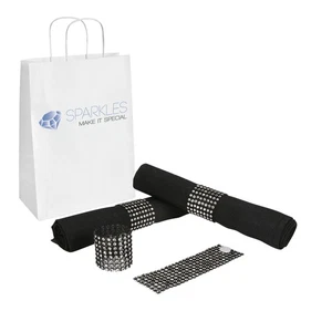 25 Black and Silver Rhinestone Napkin Rings - 8 Row Reusable Fasteners - Picture 1 of 5
