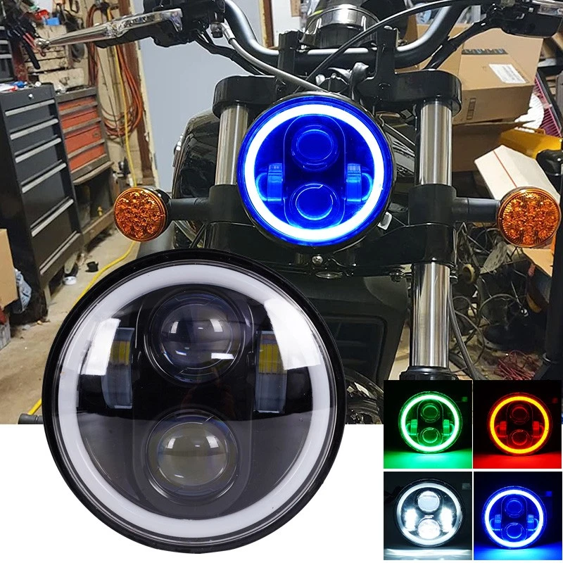 Faro LED de 5-3/4 5,75 pulgadas para motocicleta apto para Dyna Sportster Iron 883 1200 Foto 1 de 4
