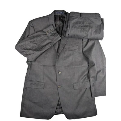 Lauren Ralph Lauren Mens Charcoal Pinstripe Wool Suit 2 Piece Jacket Pants 38x30 - Image 1 of 4