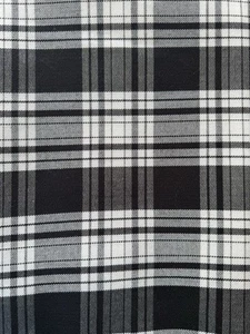 Black White Tartan Plaid Woven Poly-Viscose Dress Fabric 3.7 m REMNANT - Picture 1 of 4