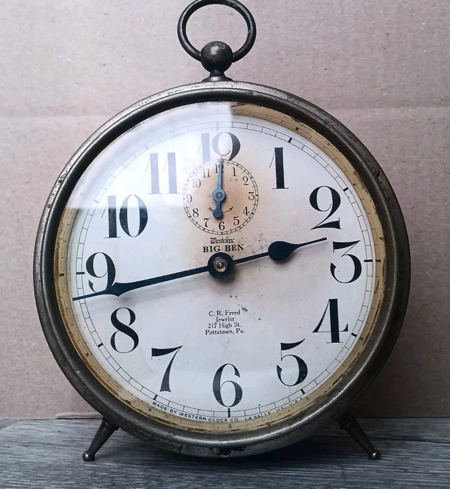 Rare Antique 1914 Westclox Bl. On Front -Works Good - Image 1 of 4