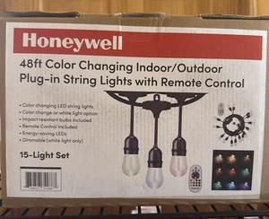NEU Honeywell In/Outdoor 48' Farbwechsel LED Lichterkette 15 Birnen - Bild 1 von 1