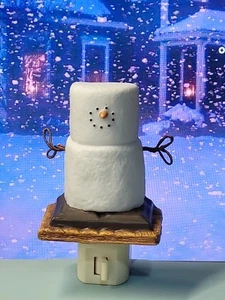 Smores Marshmallow Treat Night Light Christmas Snowman 3” Ceramic - Picture 1 of 6
