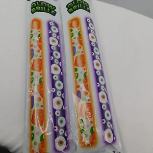 2 Halloween Glow Brille Stick Packs Orange Pumpkins Purple Eyeballs Foam 15" Lg - Picture 1 of 6