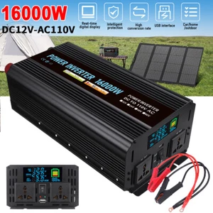16000W Car Power Inverter DC 12V To AC 110V Pure Sine Wave Solar Converter LCD - Picture 1 of 15
