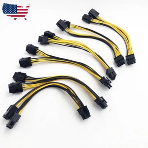 6pcs Dual 6 Pin Female To 8 Pin Male PCIE VGA Power Cable for NVIDIA ATI RADEON - Picture 1 of 4