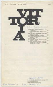 VINTAGE 1934 VITTORIA O VOS OMNES SHEET MUSIC, E.C. SHIRMER MUSIC COMPANY - Picture 1 of 3