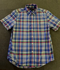 Polo Ralph Lauren Boys Button Down Shirt L 14 16 Blue Green Red Plaid Pony Logo - Picture 1 of 12