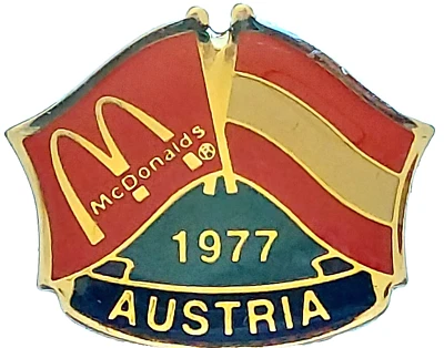 McDonald's Restaurant First Restaurant Austria 1977 Flag Lapel Pin - Image 1 of 2